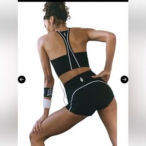 FP Movement by Free People Black Bike Shorts with White Piping